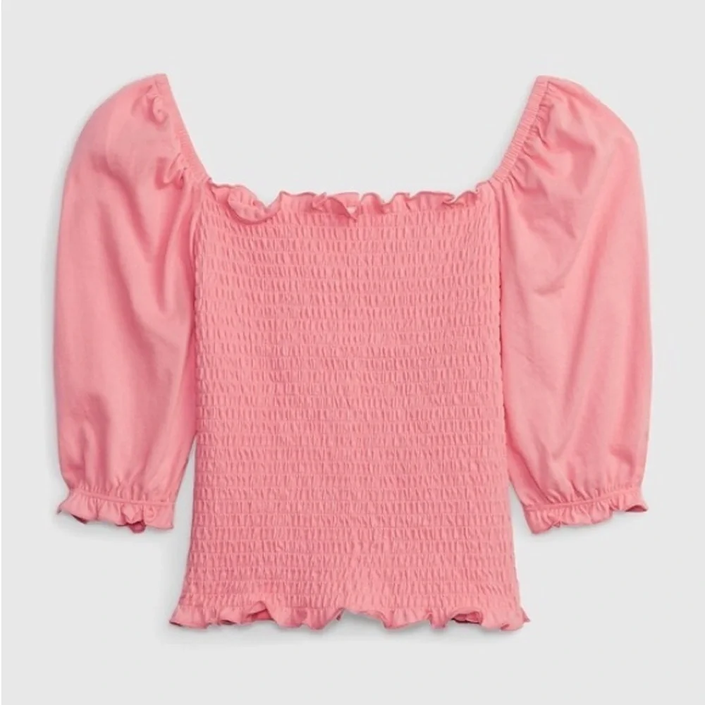 Gap Pink Smocked Puff Sleeve Top Kids Girls